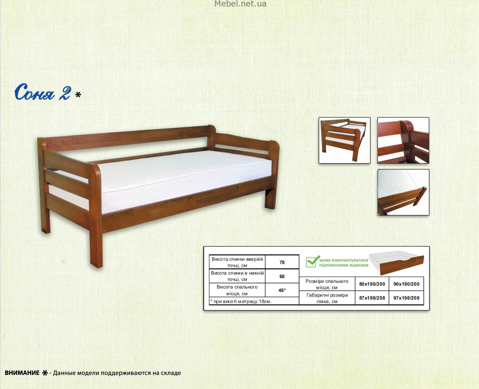 Кровать Соня размер 190 на 80 размер ламелей