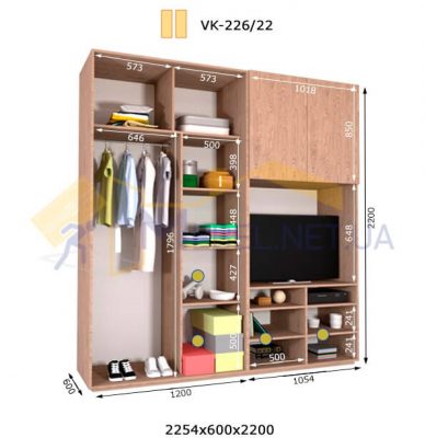 Комплект шкафов с полкой под телевизор VК-226/22 (2260*600)