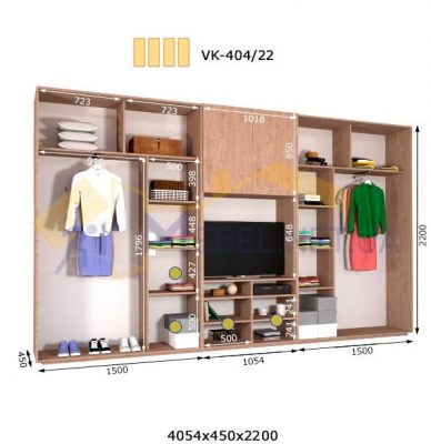 Комплект шкафов с полкой под телевизор VК-404/22 (4060*450)